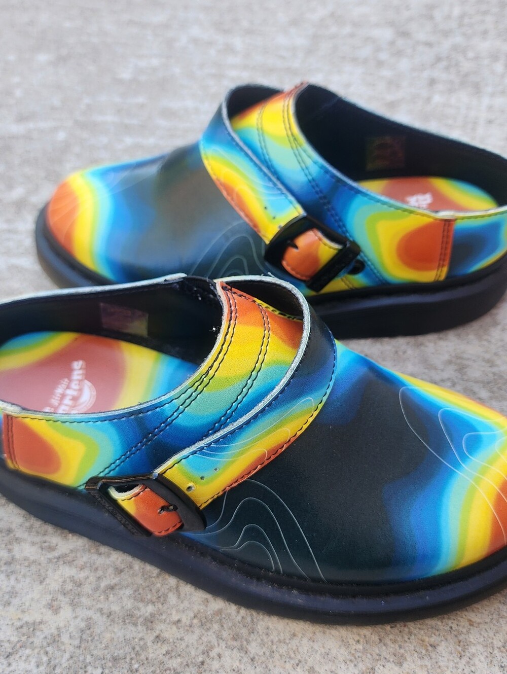 Dr. Martens Isham Nappa Reclaimed Thermal Map Leather Slingback Mules Shoes WM6